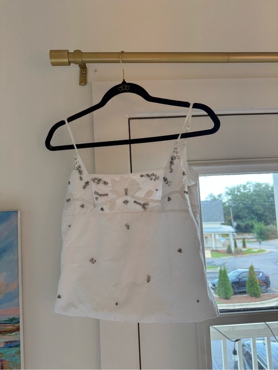 Zara Tops - Zara White Beaded Spaghetti Strap Cami